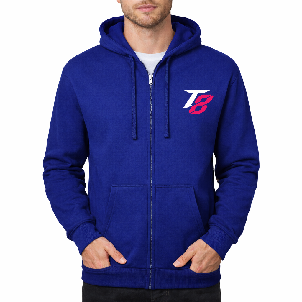 Tekken 8 White Zipper Hoodie - Royal Blue