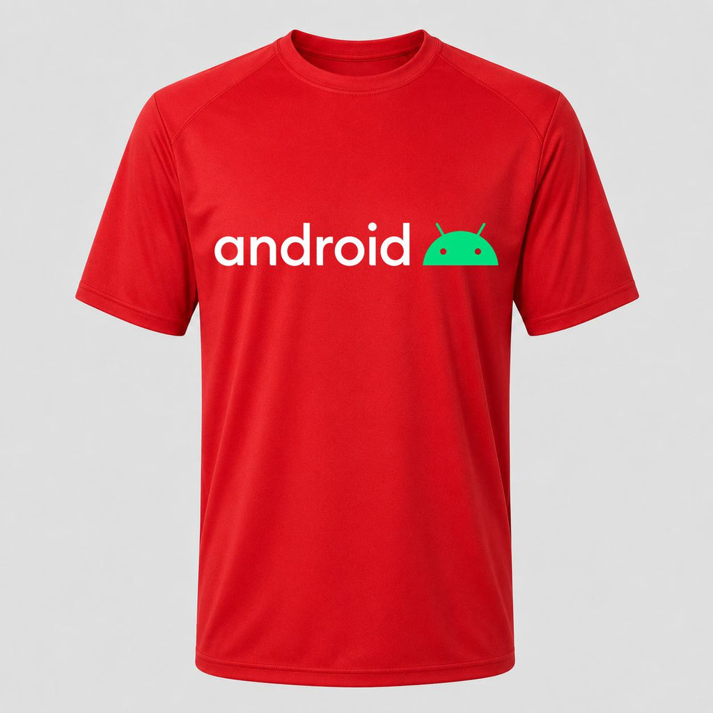Men's Android White Performance T-Shirt - Red