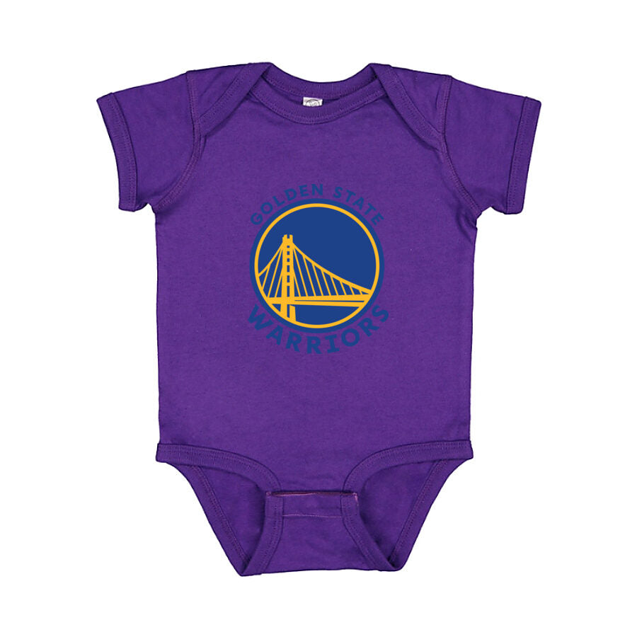 Golden State Warriors Blue Logo Baby Romper Onesie - Purple