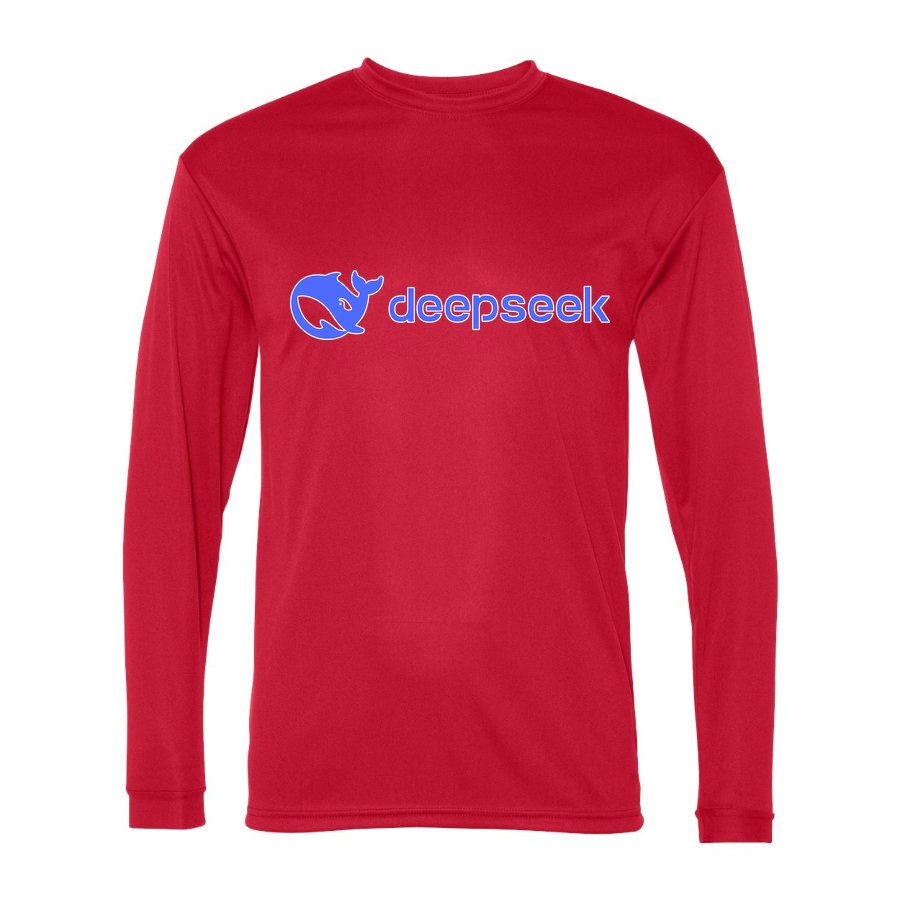 Men's DeepSeek Polyester Long Sleeve T-Shirt - Red