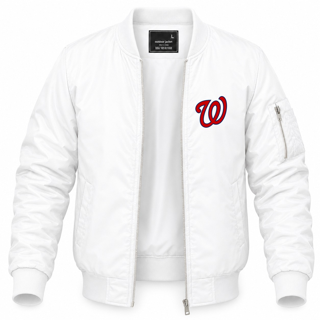 Men's Washington Nationals Lightweight Bomber Jacket - White