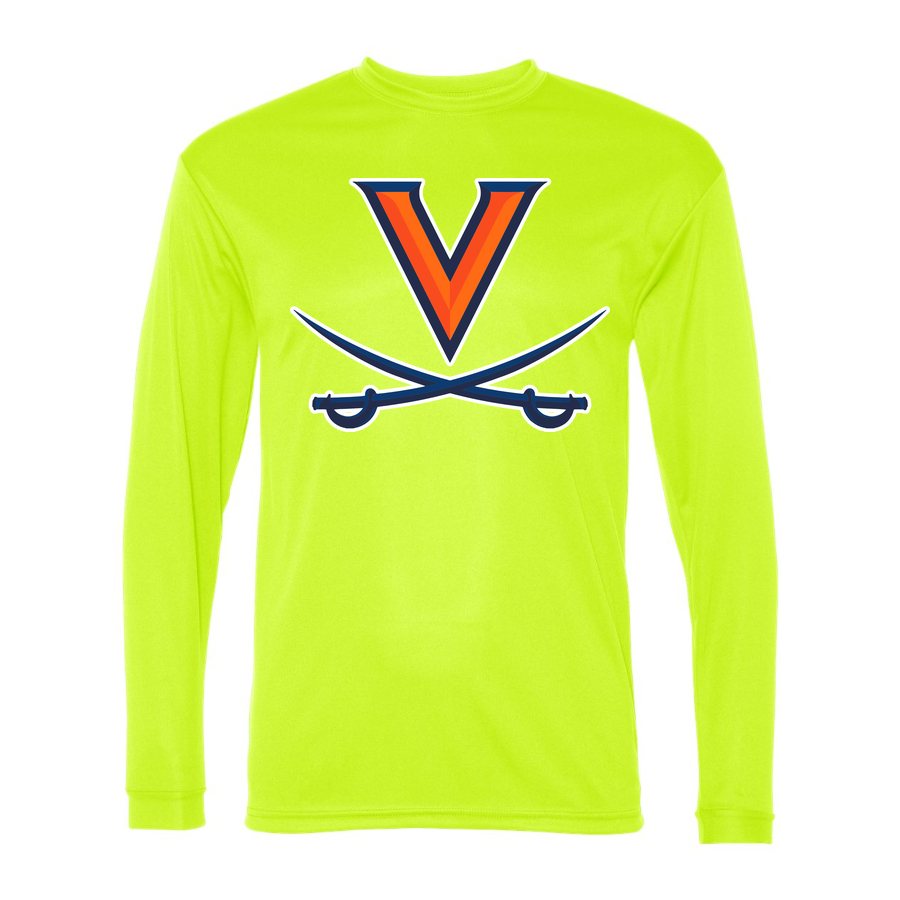 Men's Virginia Cavaliers Polyester Long Sleeve T-Shirt - Safety Yellow
