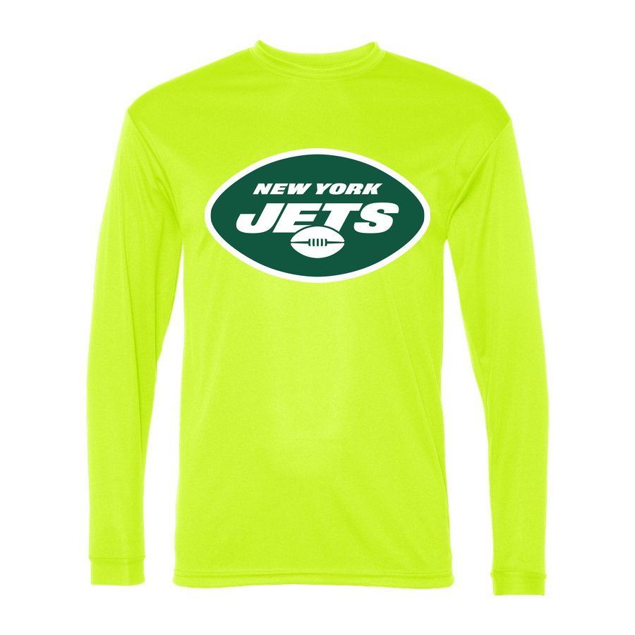Men's New York Jets Polyester Long Sleeve T-Shirt - Safety Yellow
