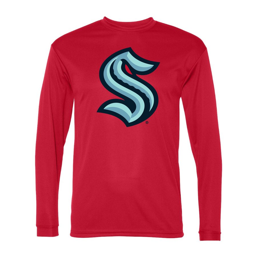 Men's Seattle Kraken Polyester Long Sleeve T-Shirt - Red