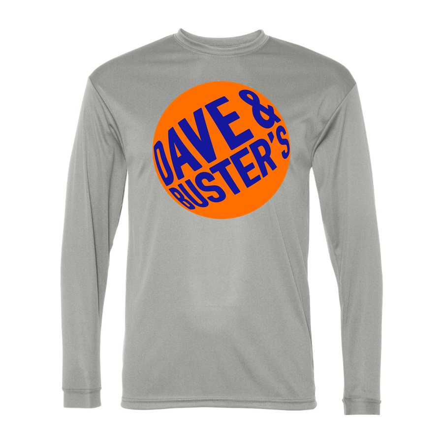Men's Dave & Buster's Polyester Long Sleeve T-Shirt - Silver