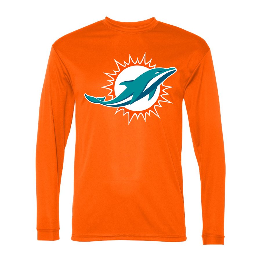 Men's Miami Dolphins Polyester Long Sleeve T-Shirt - Safety Orange