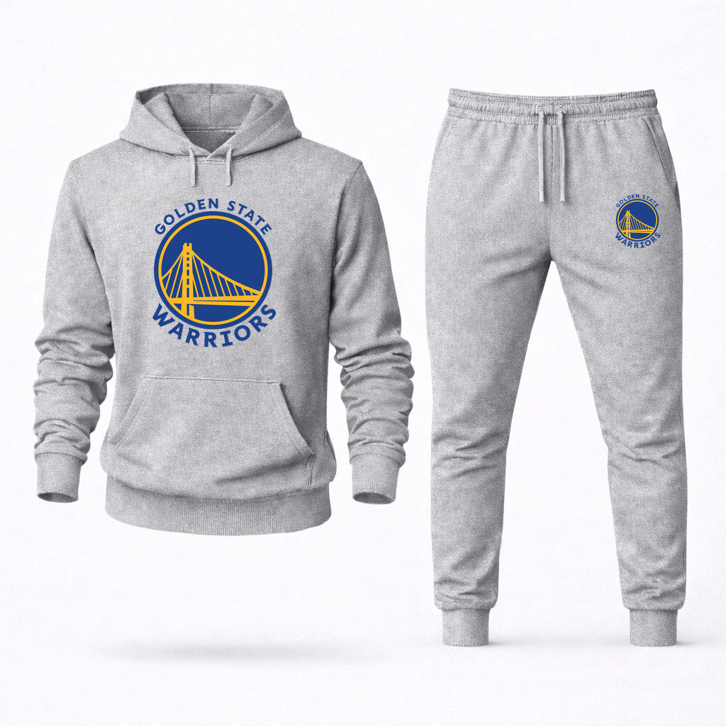 Golden State Warriors Blue Hoodie and Joggers Set - Grey