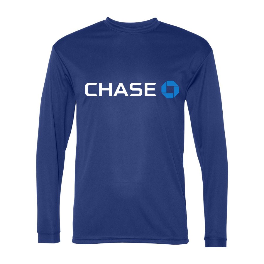 Men's Chase White Logo Polyester Long Sleeve T-Shirt - Royal Blue