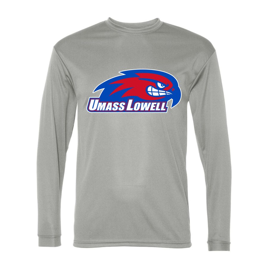Men's UMass Lowell River Hawks Polyester Long Sleeve T-Shirt - Silver