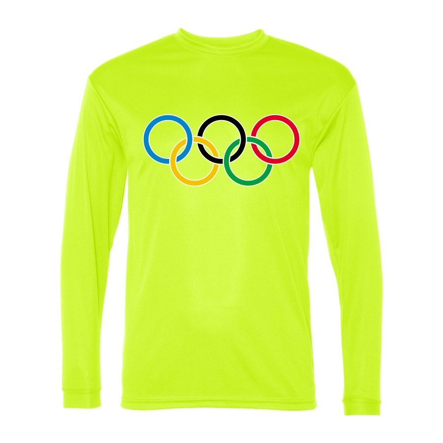 Men's Olympic Ring BK-logo Polyester Long Sleeve T-Shirt - Safety Yellow
