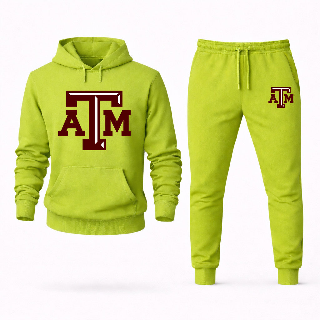 Texas A&M University Hoodie and Joggers Set - Lime Green