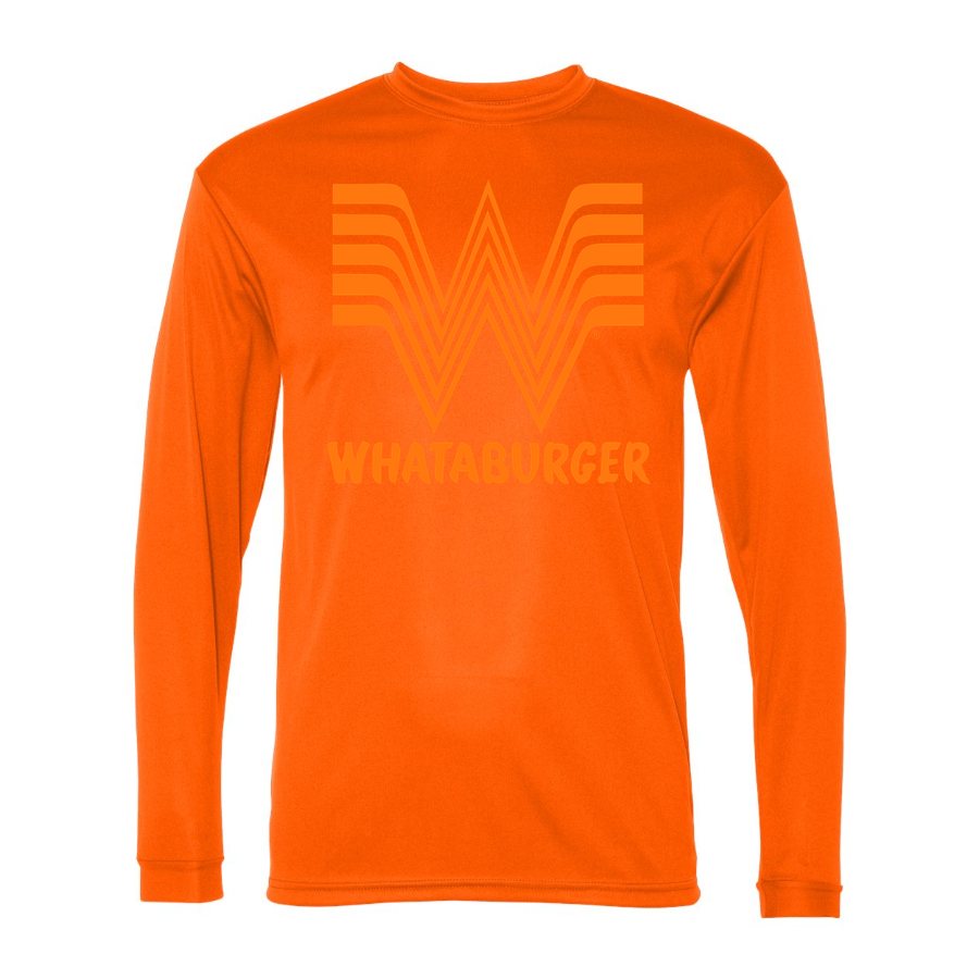 Men's Whataburger Polyester Long Sleeve T-Shirt - Safety Orange