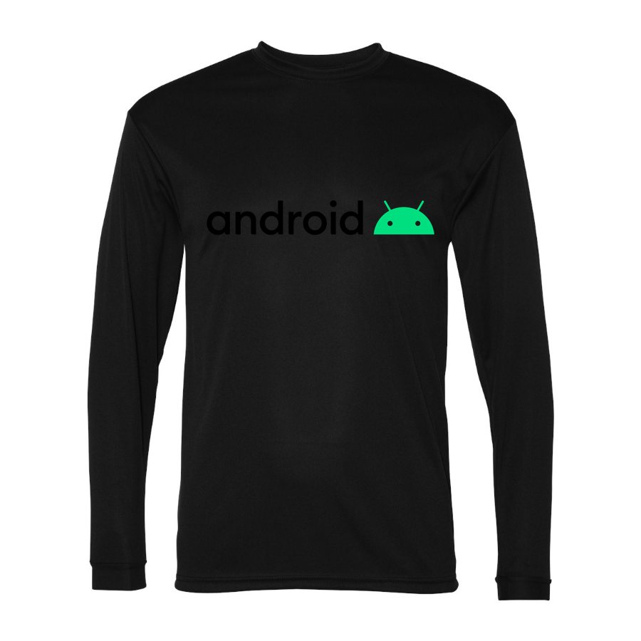 Men's Android Polyester Long Sleeve T-Shirt - Black