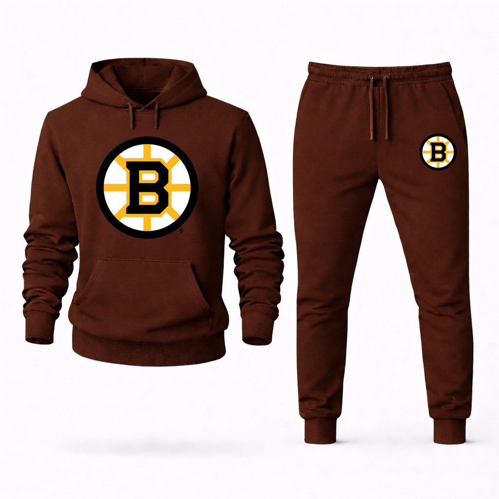 Boston Bruins Hoodie and Joggers Set - Brown