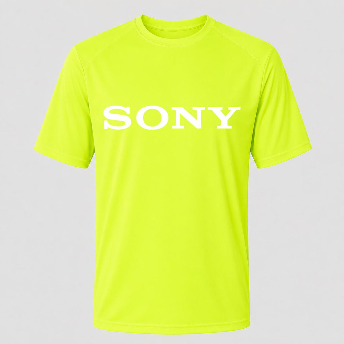 Men's Sony White Performance T-Shirt - Safety Green