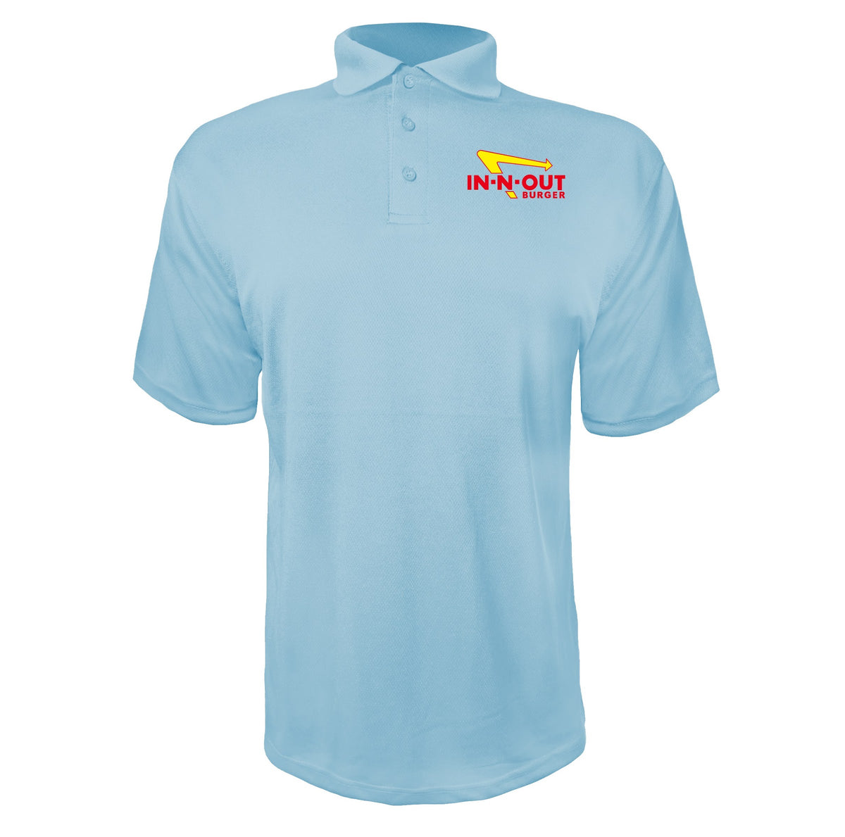 In-N-Out Burger men's polyester polo in Sky Blue