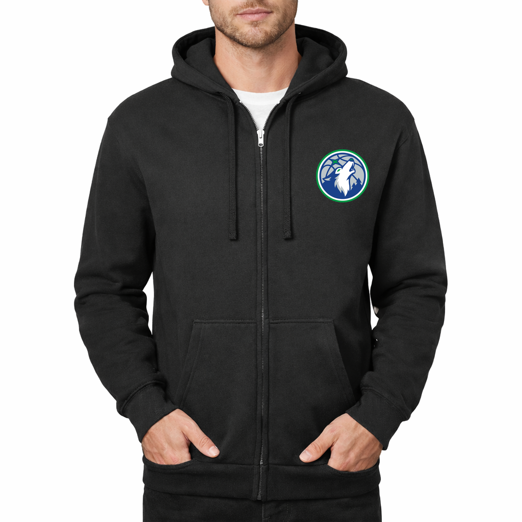 Men's Minnesota Timberwolves Zipper Hoodie - Black