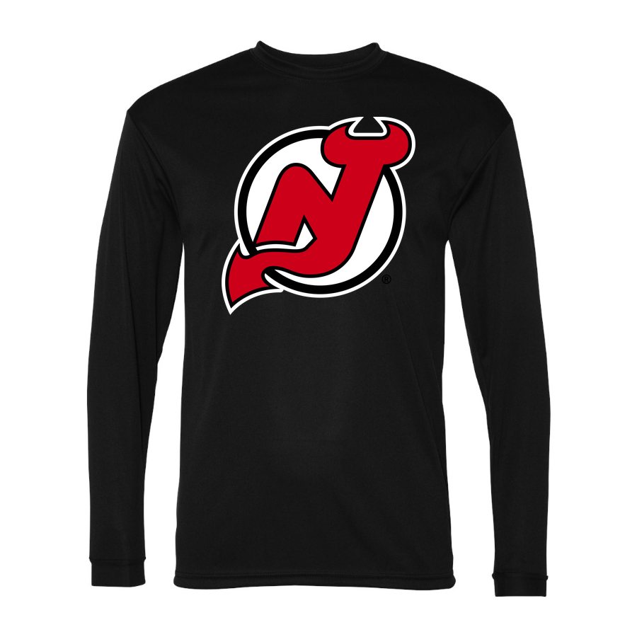 Men's New Jersey Devils Polyester Long Sleeve T-Shirt - Black