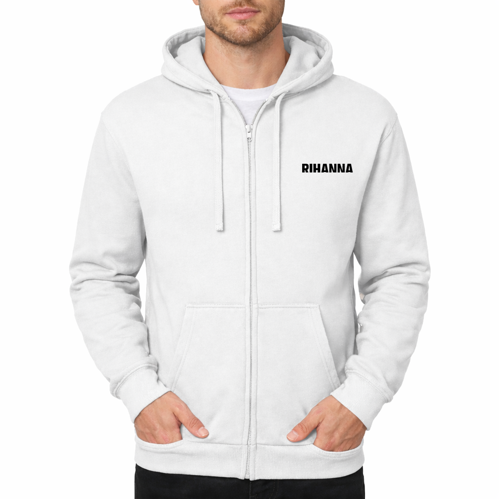 Rihanna Zipper Hoodie - White