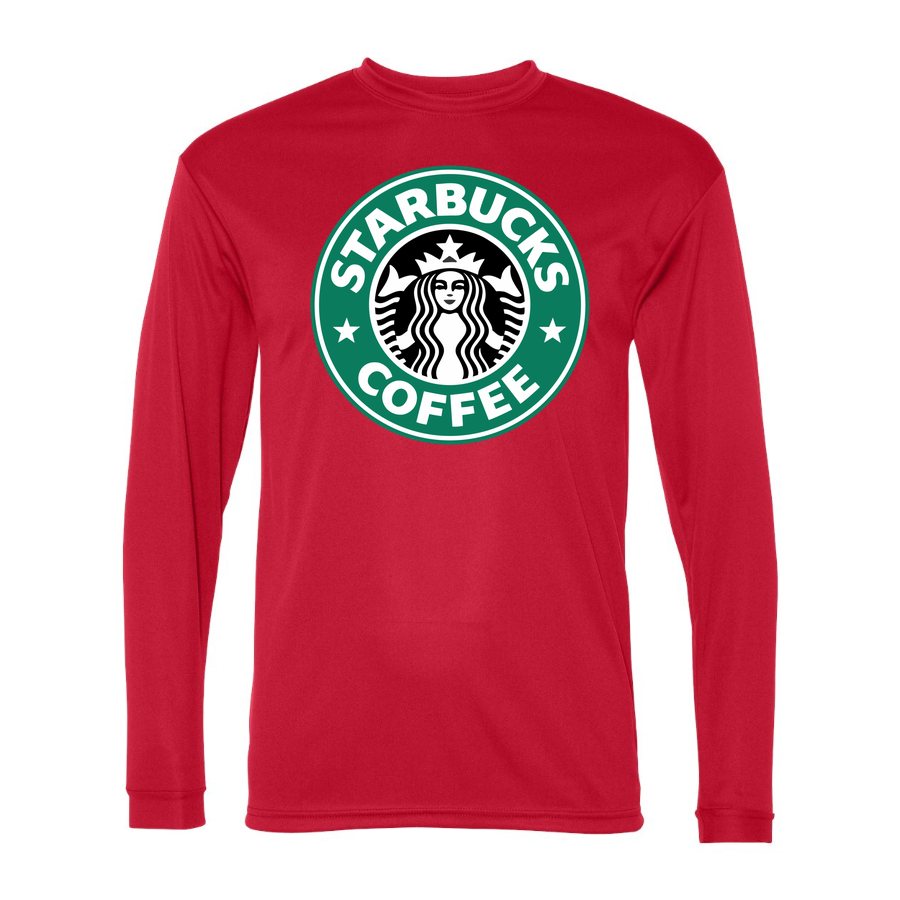 Men's Starbucks Polyester Long Sleeve T-Shirt - Red