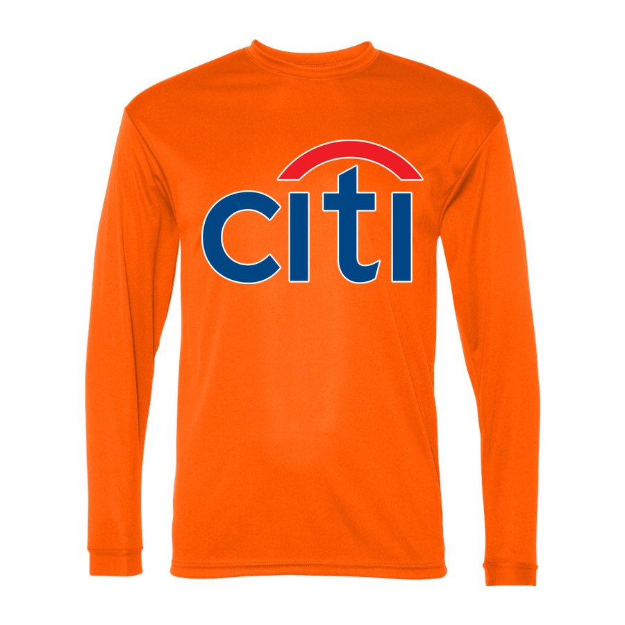 Men's citi bank Polyester Long Sleeve T-Shirt - Safety Orange
