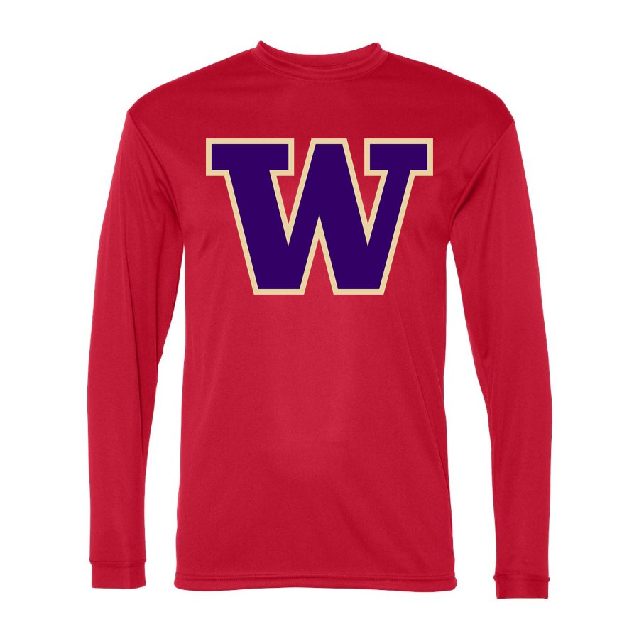 Men's Washington Huskies Polyester Long Sleeve T-Shirt - Red
