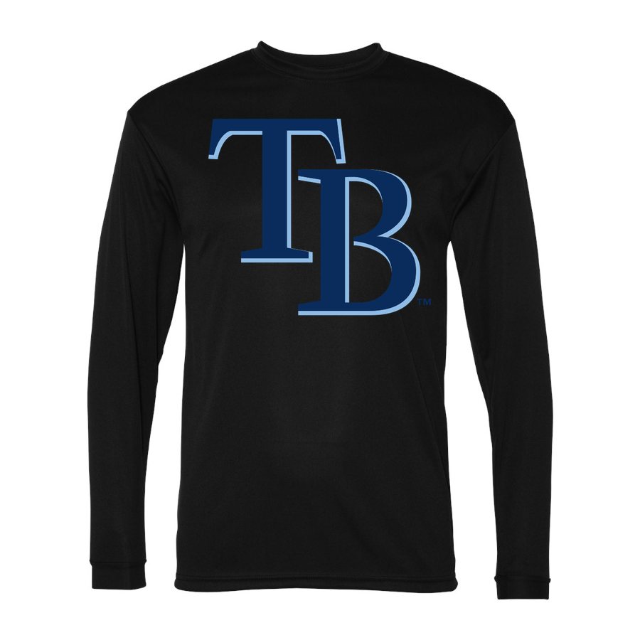 Men's Tampa Bay Rays Polyester Long Sleeve T-Shirt - Black