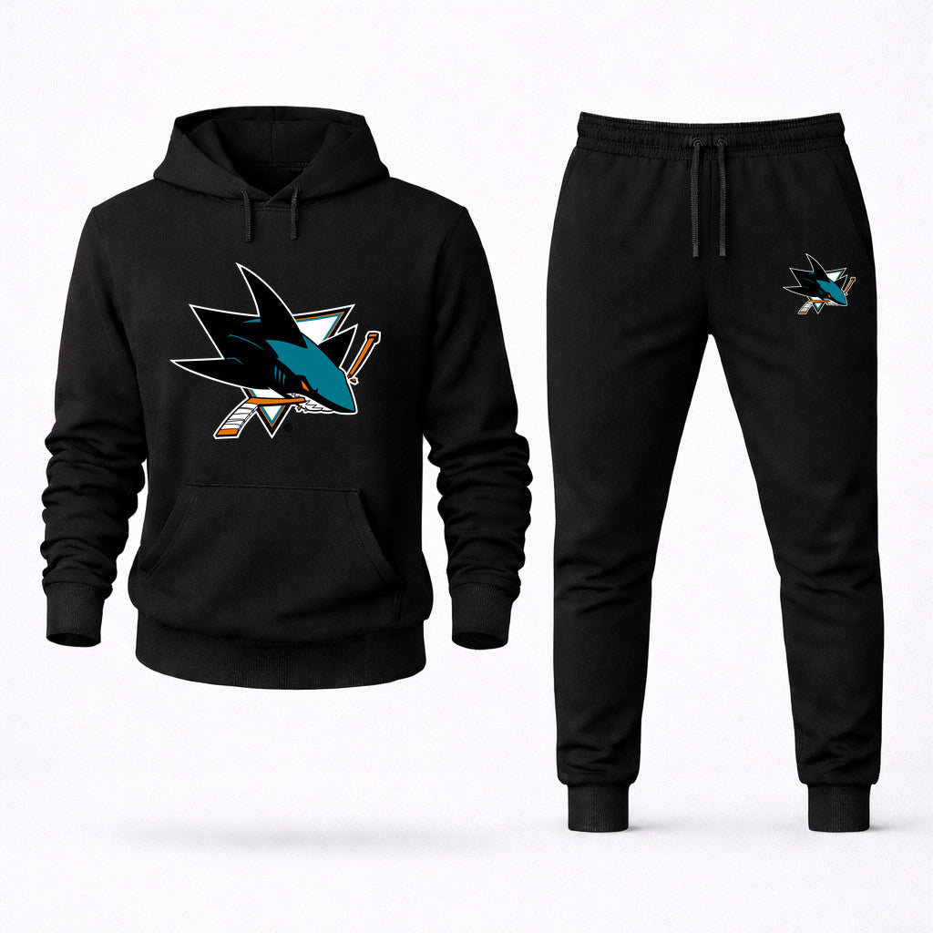 San Jose Sharks Hoodie and Joggers Set - Black
