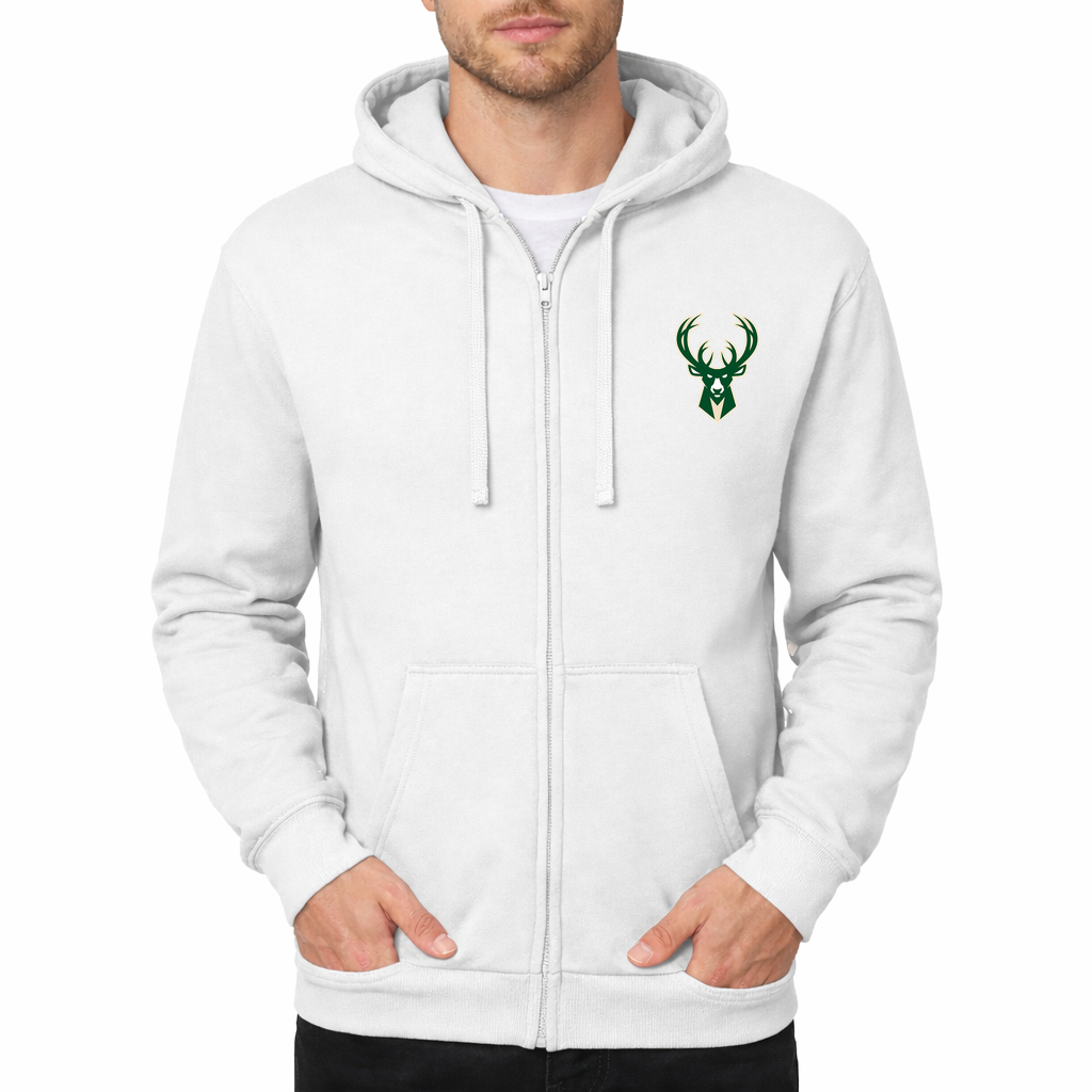 Men's Milwaukee Bucks Zipper Hoodie - White