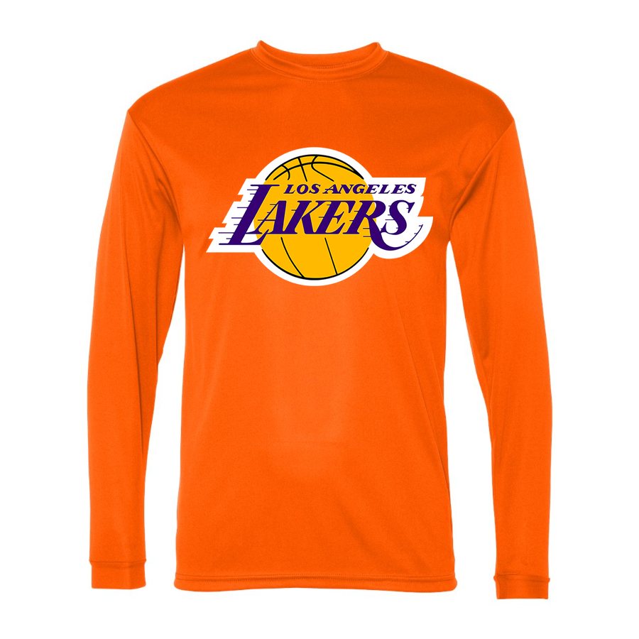 Men's Los Angeles Lakers Polyester Long Sleeve T-Shirt - Safety Orange