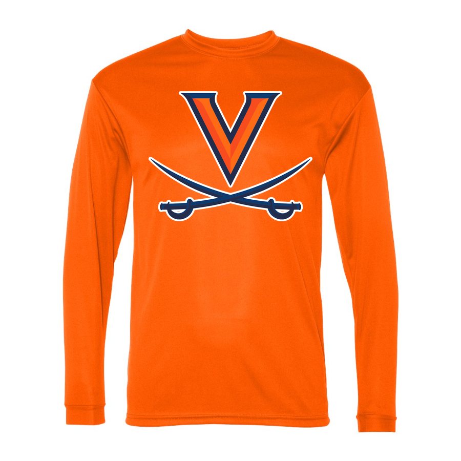 Men's Virginia Cavaliers Polyester Long Sleeve T-Shirt - Safety Orange