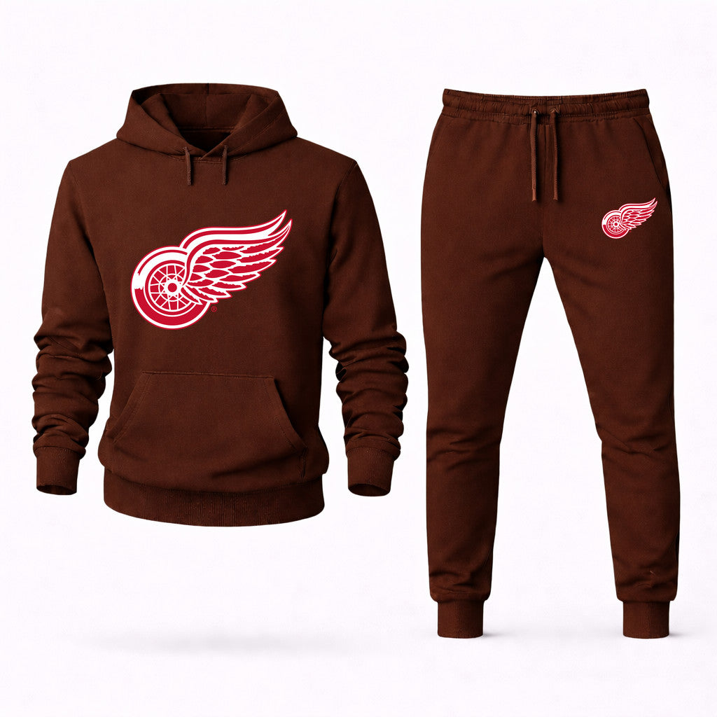 Detroit Red Wings Hoodie and Joggers Set - Brown