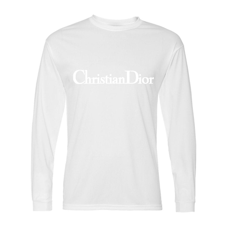 Men's Dior White Logo Polyester Long Sleeve T-Shirt - White