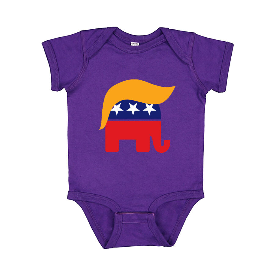 Donald Trump GOP Elephant Baby Romper Onesie - Purple