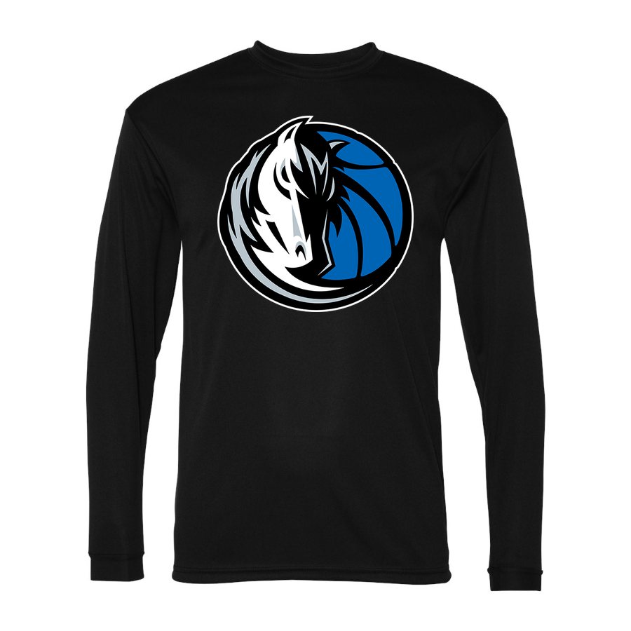 Men's Dallas Mavericks Polyester Long Sleeve T-Shirt - Black