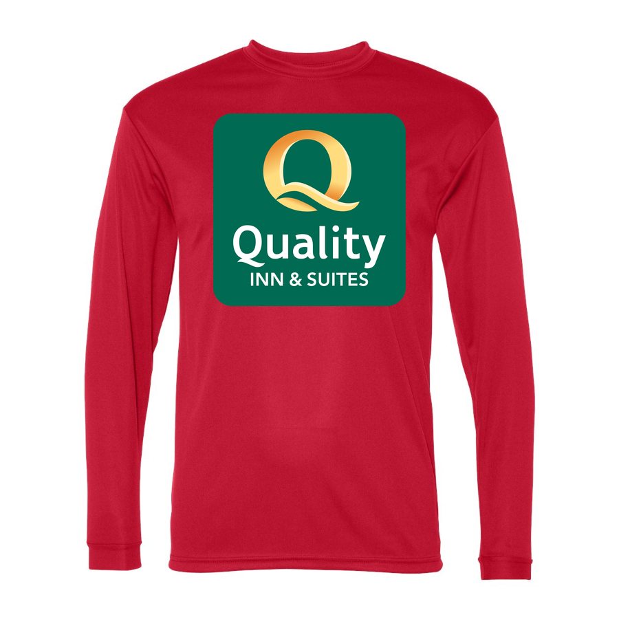 Men's Quality Inn & Suites Polyester Long Sleeve T-Shirt - Red