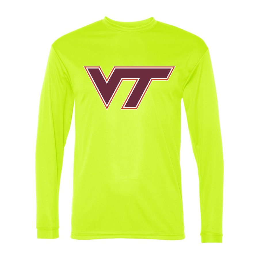 Men's Virginia Tech Hokies Polyester Long Sleeve T-Shirt - Safety Yellow