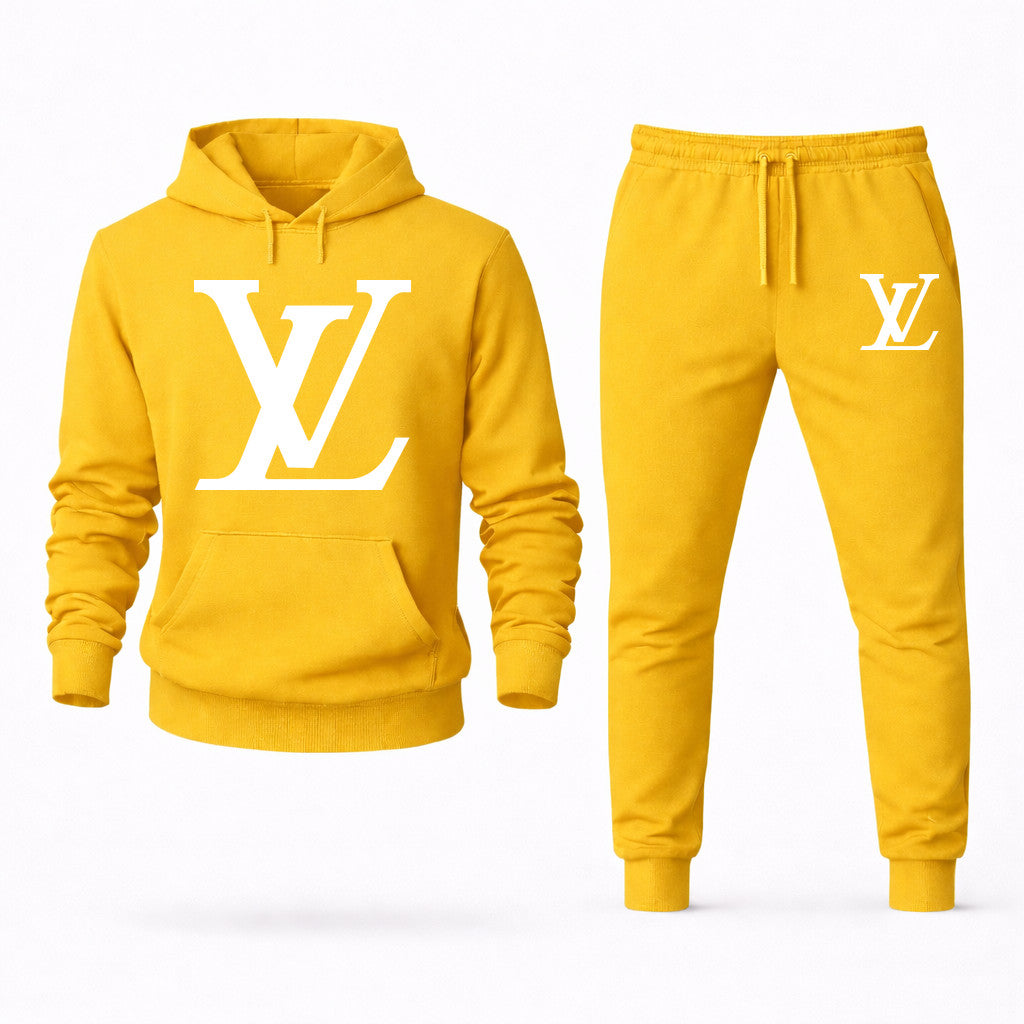 Louis Vuitton White Hoodie and Joggers Set - Yellow