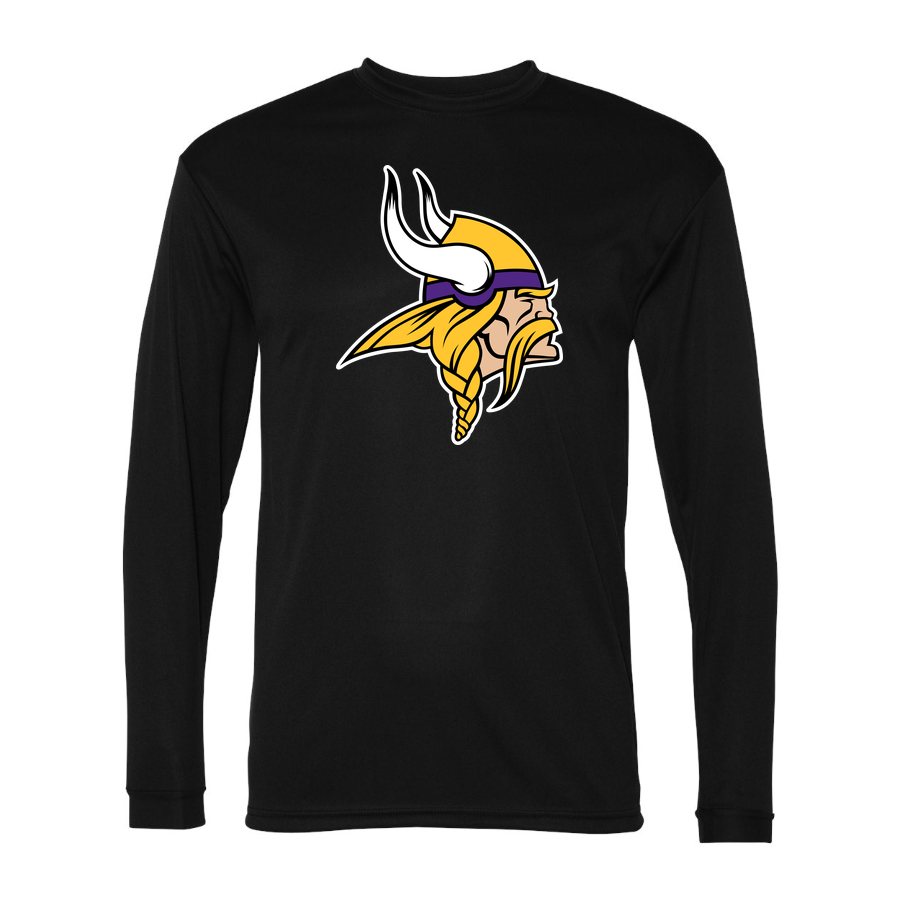 Men's Minnesota Vikings Polyester Long Sleeve T-Shirt - Black