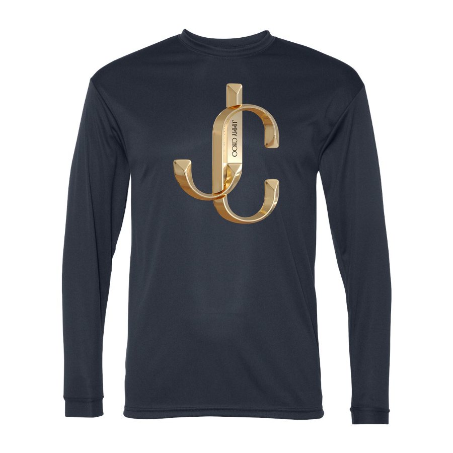 Men's Jimmy Choo Polyester Long Sleeve T-Shirt - Navy