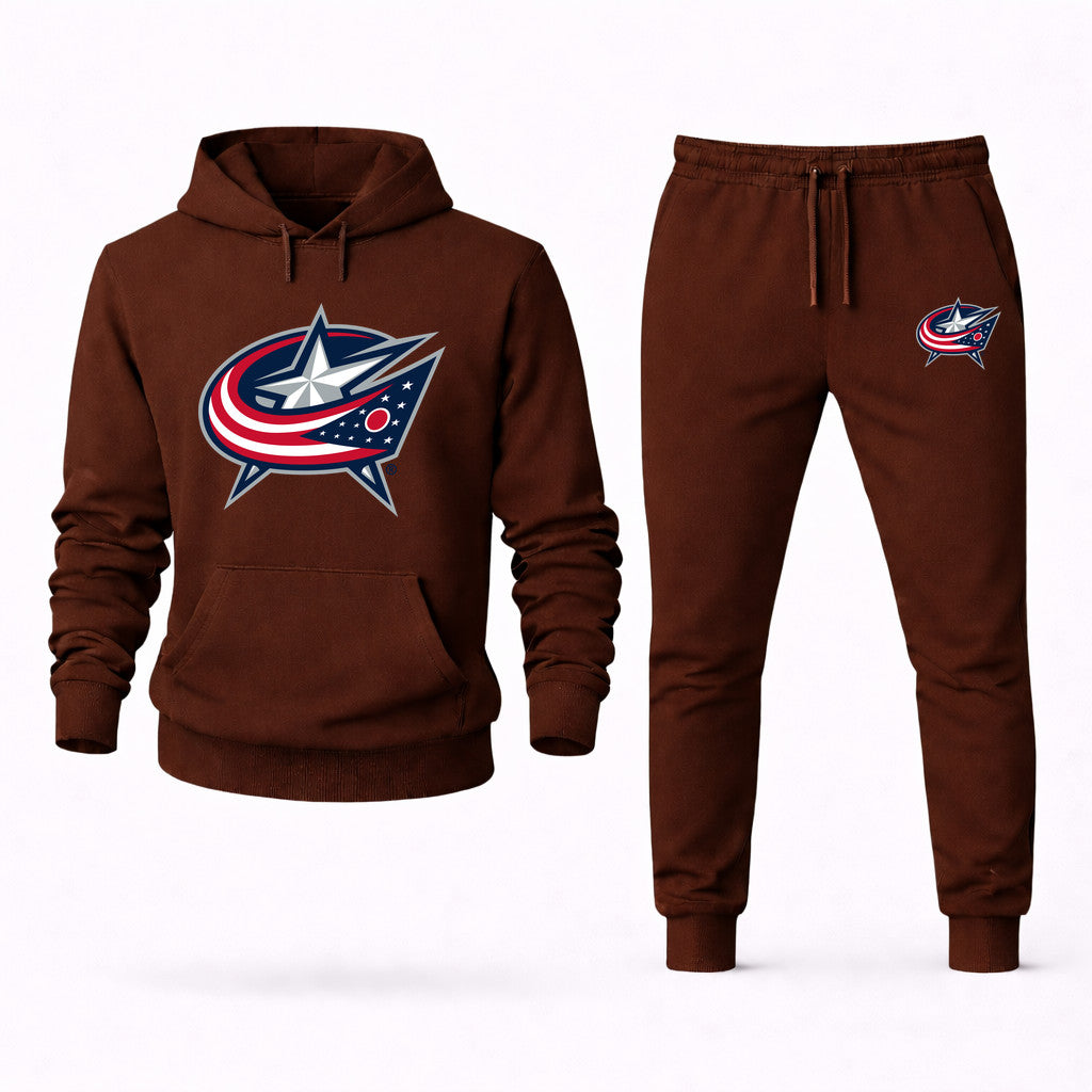 Columbus Blue Jackets Hoodie and Joggers Set - Brown