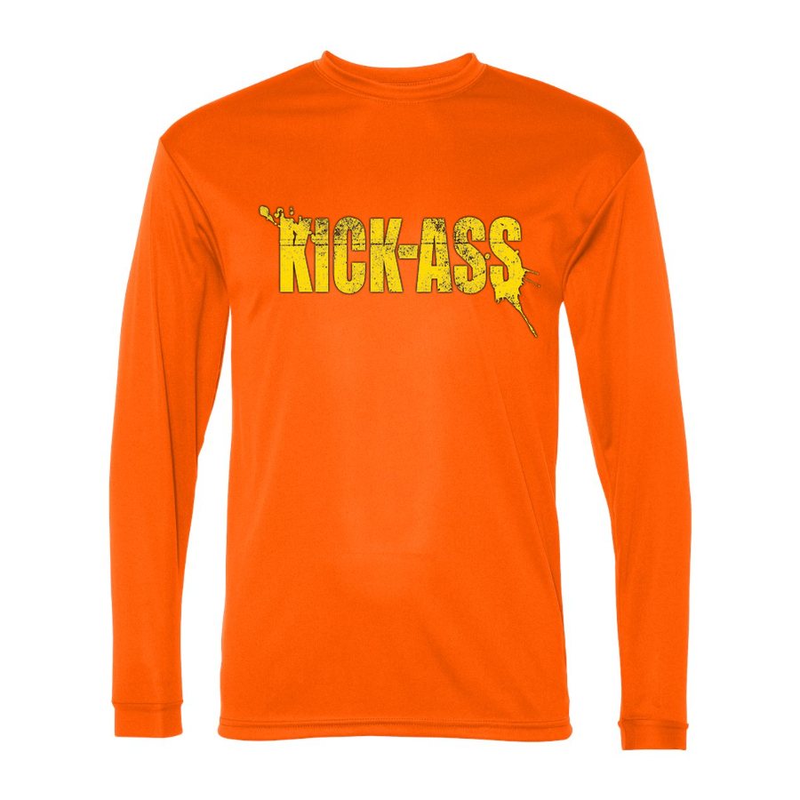 Men's Kick-Ass Polyester Long Sleeve T-Shirt - Safety Orange