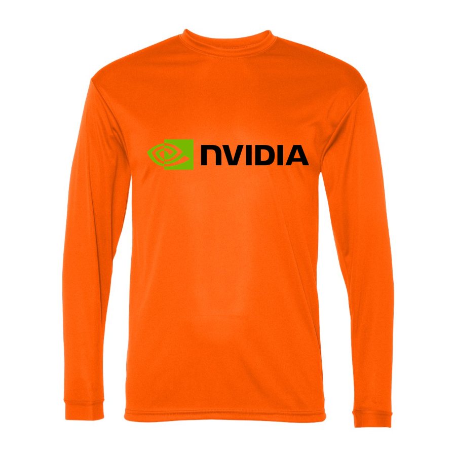 Men's NVIDIA Polyester Long Sleeve T-Shirt - Safety Orange