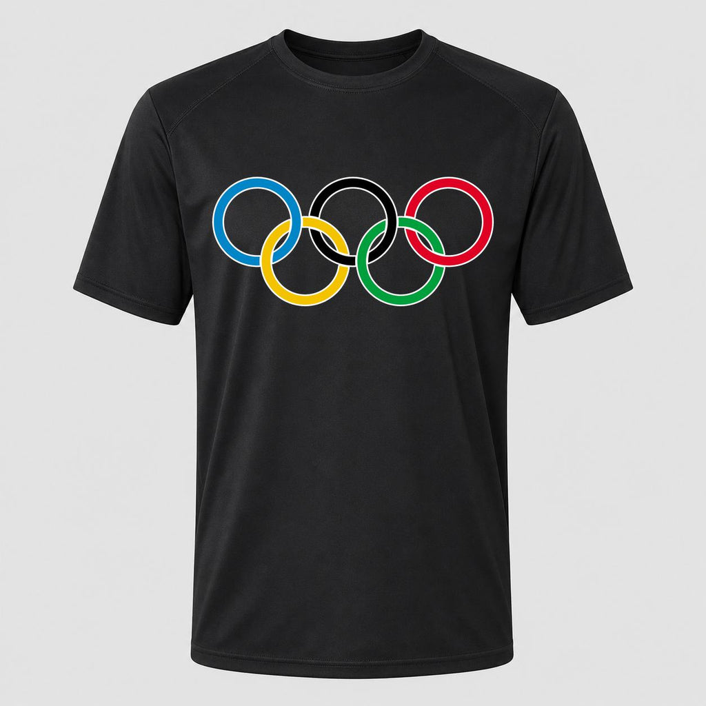 Men's Olympic Rings Black Performance T-Shirt - Black