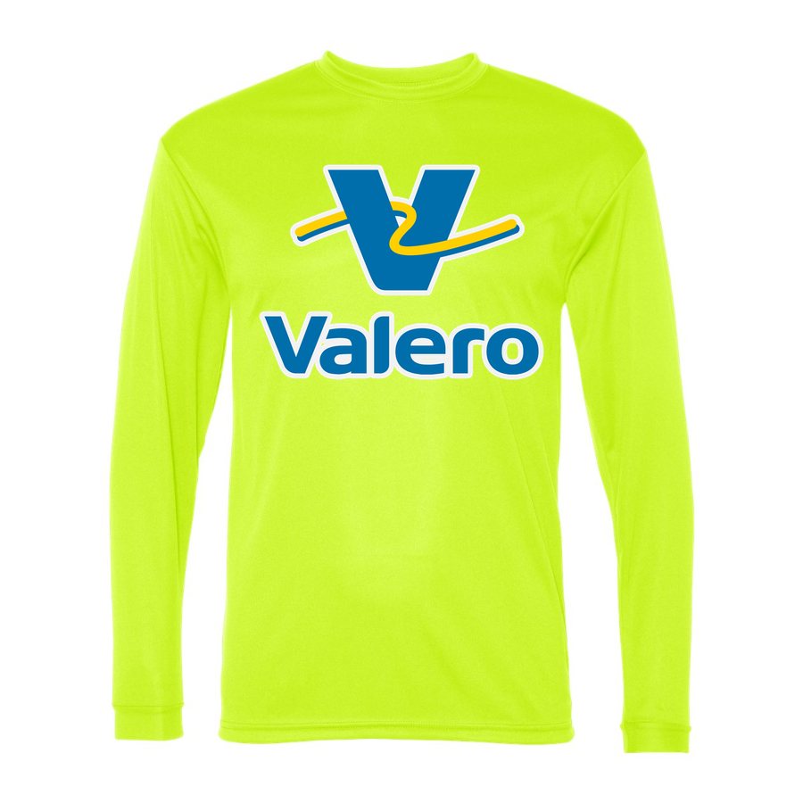 Men's Valero Gas Station Polyester Long Sleeve T-Shirt - Safety Yellow