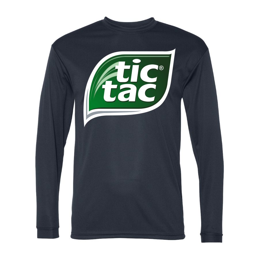 Men's Tic Tac Polyester Long Sleeve T-Shirt - Navy