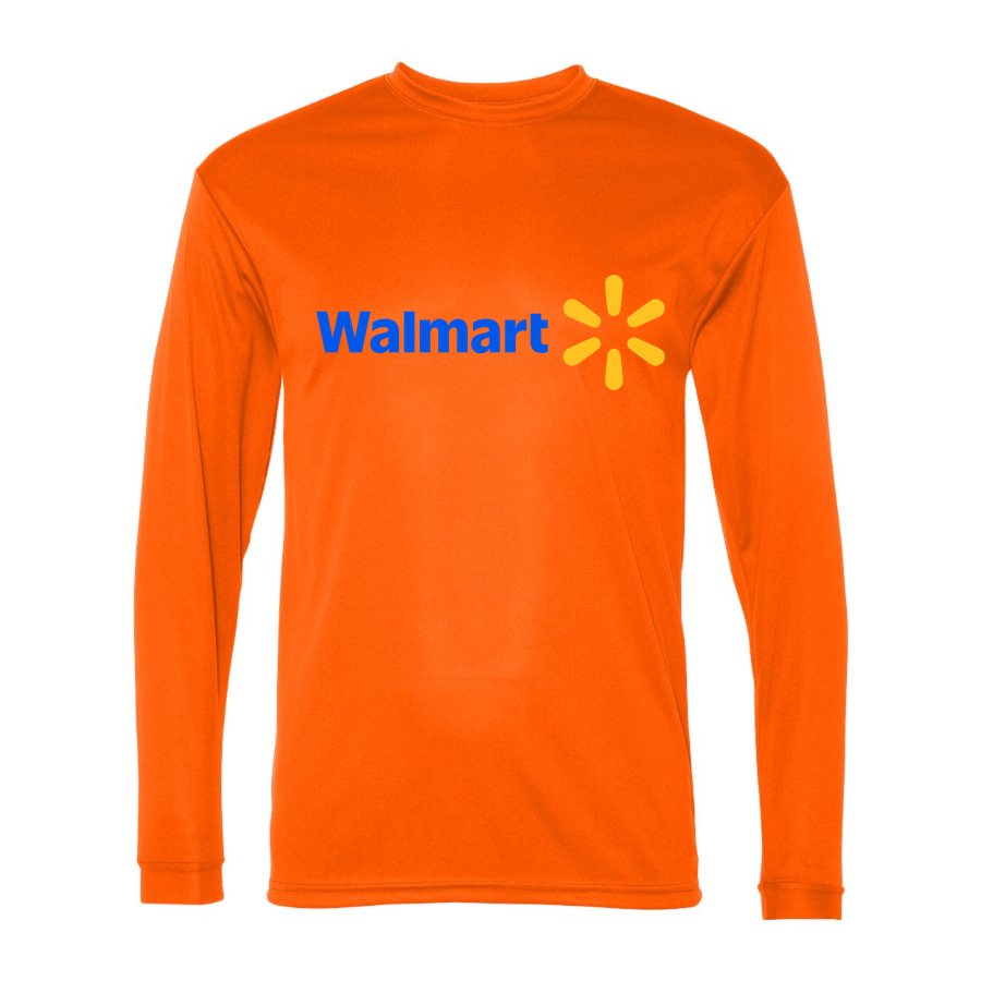 Men's Walmart Polyester Long Sleeve T-Shirt - Safety Orange