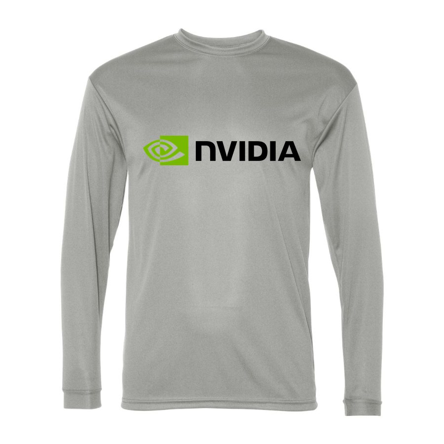 Men's NVIDIA Polyester Long Sleeve T-Shirt - Silver