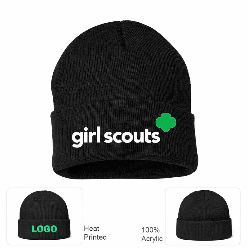 Girl Scouts White Black Beanie Hat