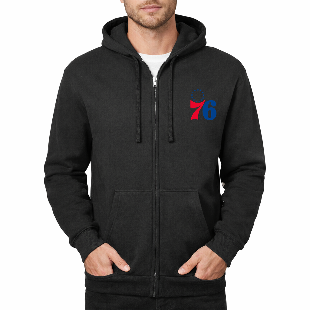 Men's Philadelphia 76ers Zipper Hoodie - Black